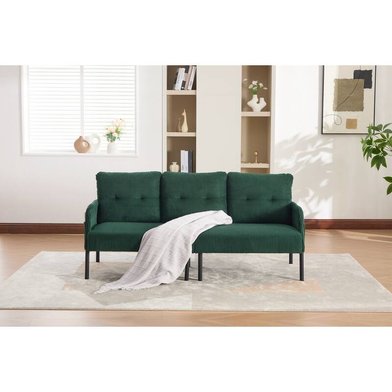 Oversized Loveseat, Modern & Plush Double-seater Sofa, Corduroy Upholstered Couch - Green