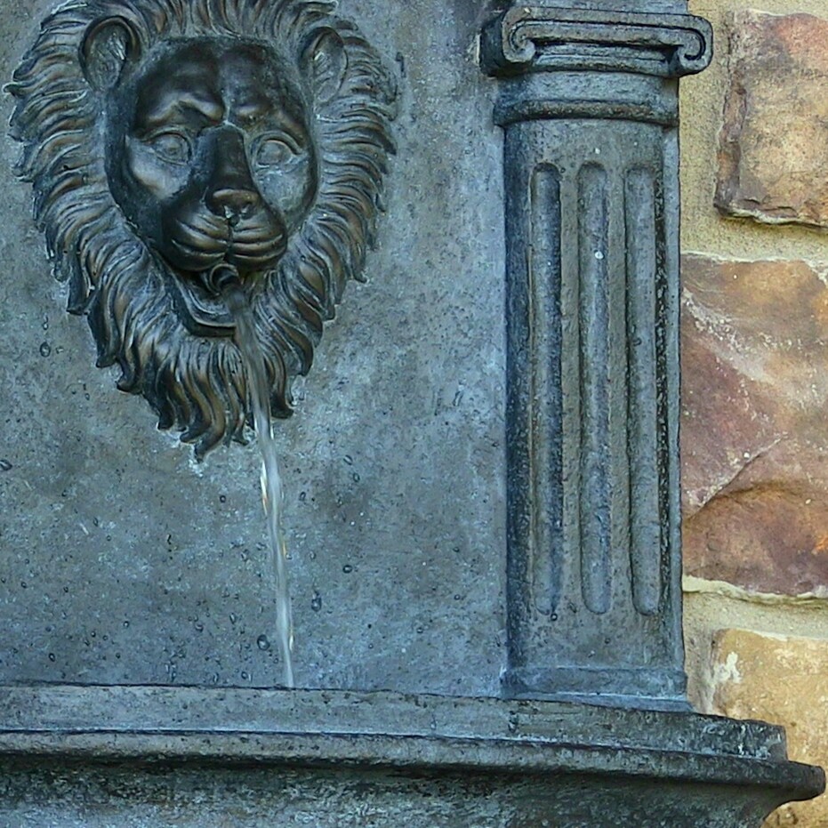 Sunnydaze Imperial Lion Outdoor Wall Fountain with Iron Finish 