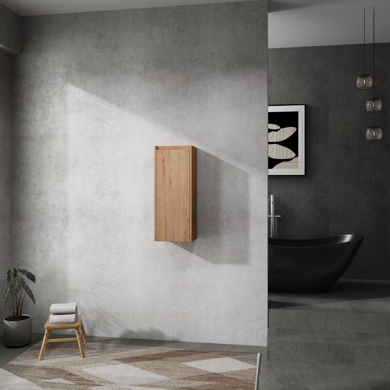 Modern Wall-Mounted Bathroom Side Cabinet with Soft-Close Doors, Floating Design, 6 Storage Compartments, 12-Inch Width