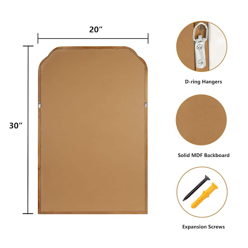 Top Corner Scalloped Rectangle Decorative Farmhouse Wall Mirror