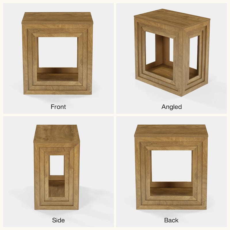 Farmhouse End Table, 24" Square Wooden Side Table