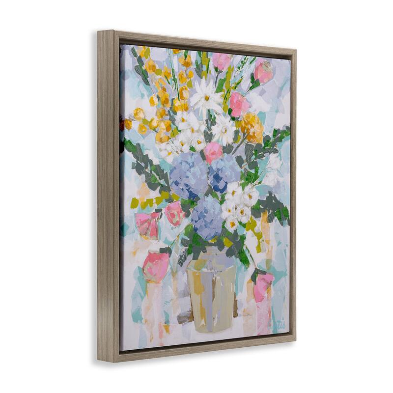 Stupell Pastel Abstract Bouquet Framed Floater Canvas Wall Art Design By Joan Curtis
