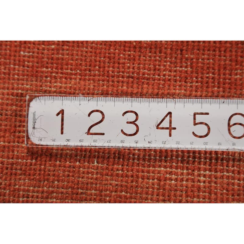 Gabbeh Rug Hand-Knotted Orange Solid Wool Carpet - 4'1" x 5'9"