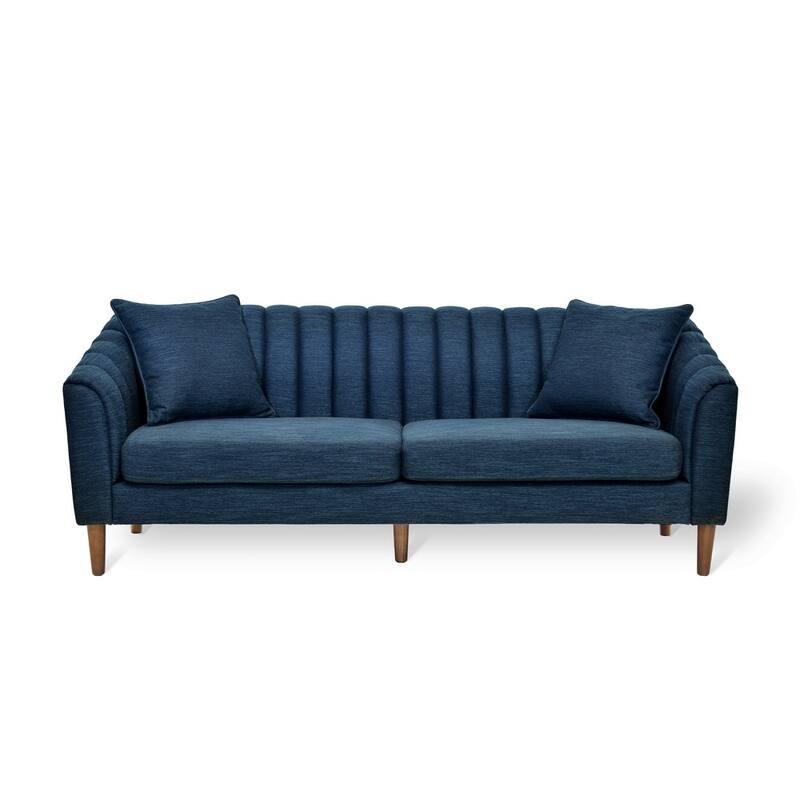 Contemporary Deep Seat Sofa with 2 Accent Pillows & Sloped Arms