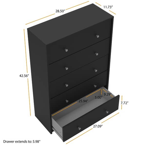 dimension image slide 11 of 13, Porch & Den Zoe 5-drawer Chest