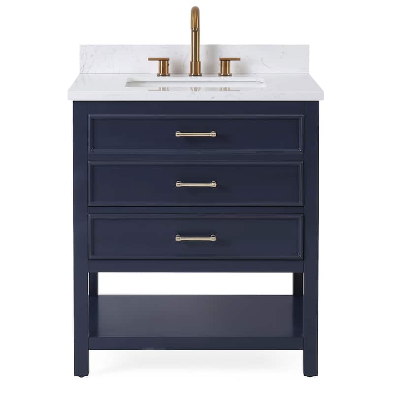 30" Tennant Brand Felton Navy Blue Finish Single Sink Bathroom Vanity - Blue - Painted - Single Vanities