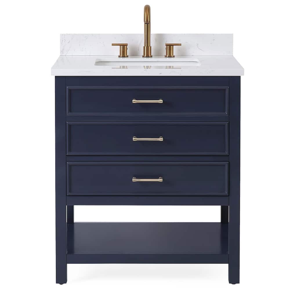 30" Tennant Brand Felton Navy Blue Finish Single Sink Bathroom Vanity