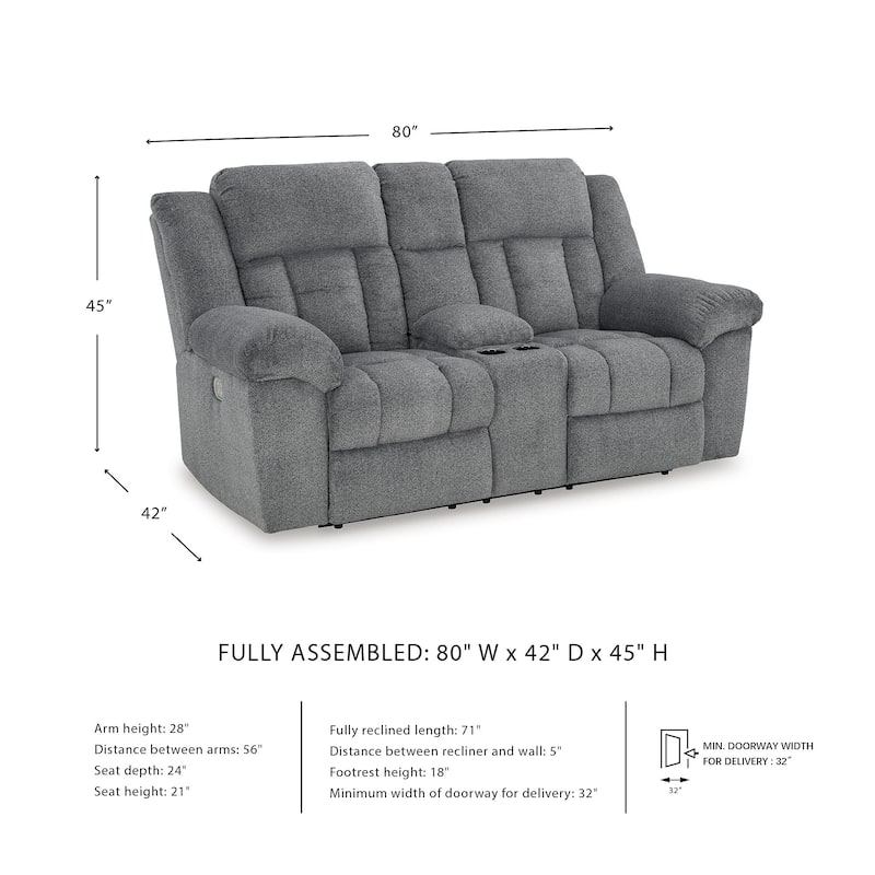 Signature Design by Ashley Tip-Off Power Reclining Loveseat - 80"W x 42"D x 45"H