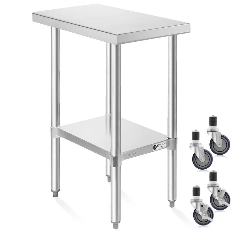 30 x 12in NSF Commercial Stainless Steel Prep and Work Table w Wheels - 30" x 12" - Silver