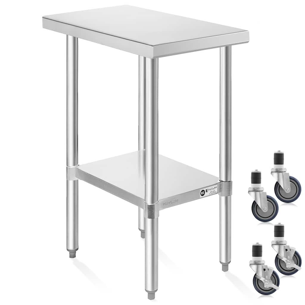 30 x 12in NSF Commercial Stainless Steel Prep and Work Table w Wheels - 30" x 12"