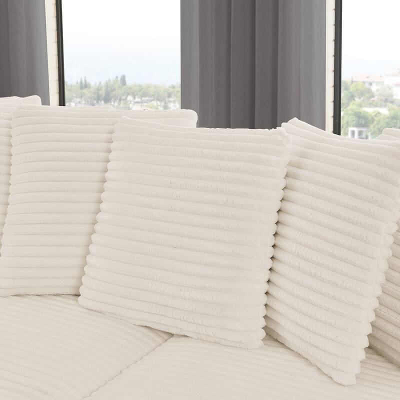 Anmytek L-Shaped Modular Corduroy Tufted Sleeper Sectional Sofa