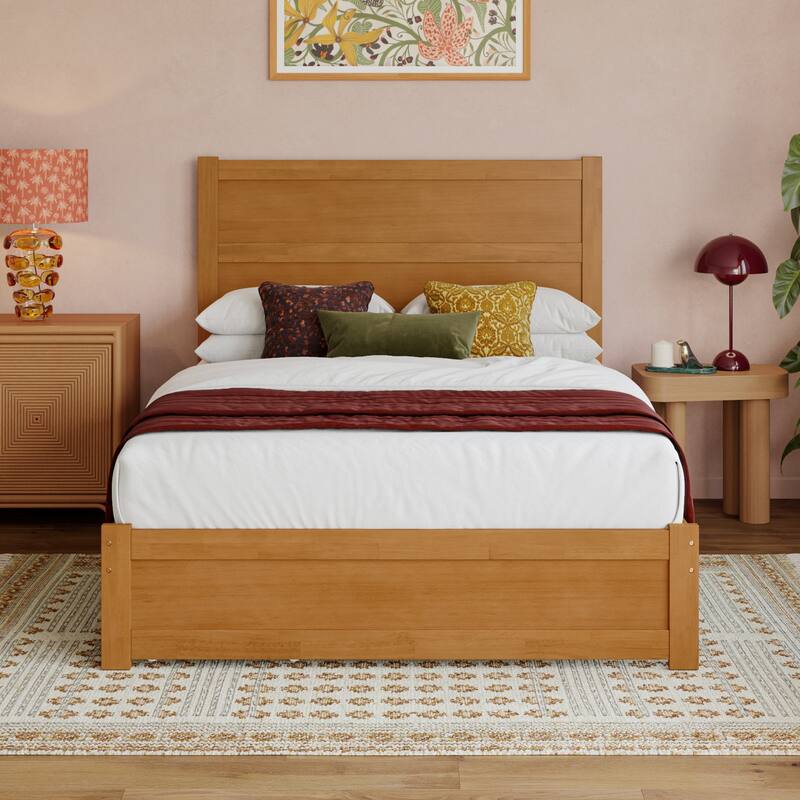 Aveline Wood Platform Bed with Matching Footboard & Storage Drawers