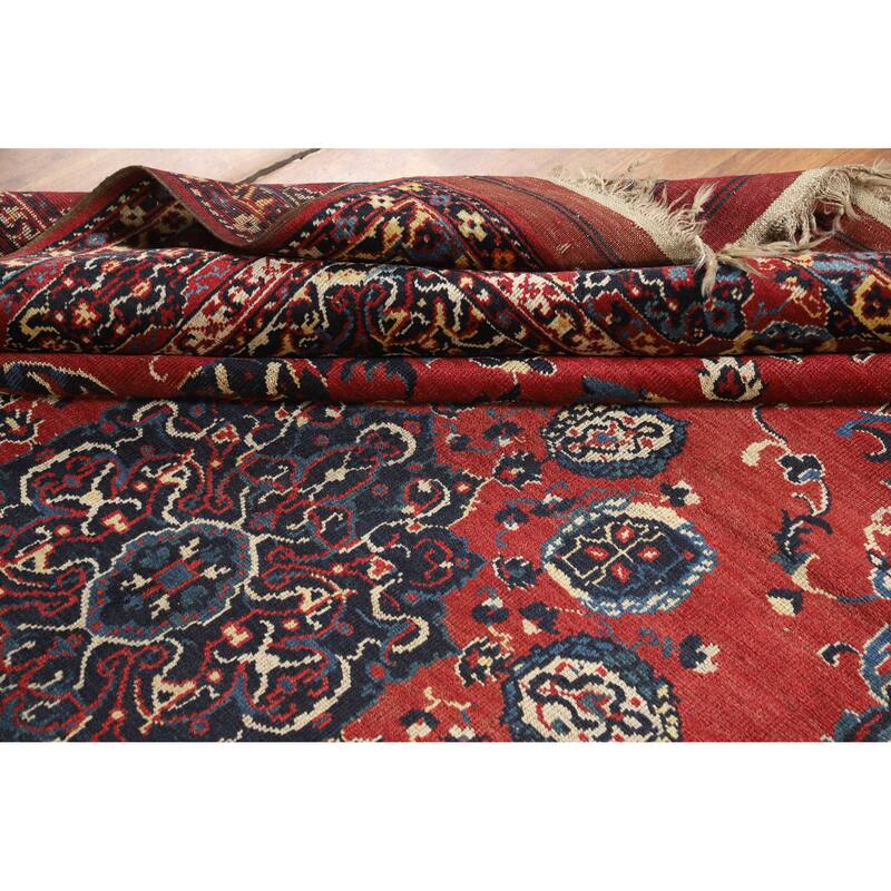 Hand Knotted Oriental 100% Wool Carpet Traditional Floral Red Balouch Area Rug - 11' 5'' X 8' 5''