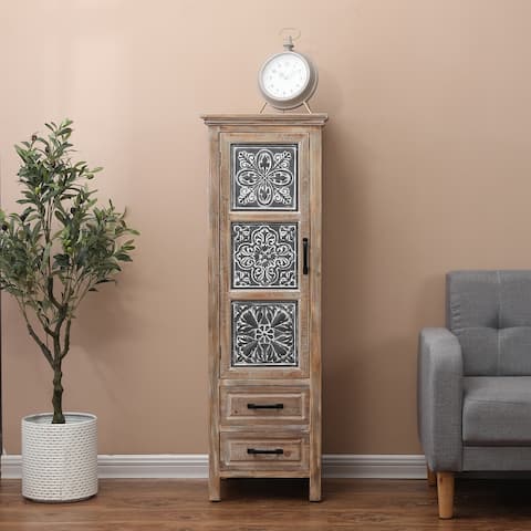 Rustic Wood 2-Drawer 1-Door Storage Cabinet - 48.23" H x 15.75" W x 15.16" D