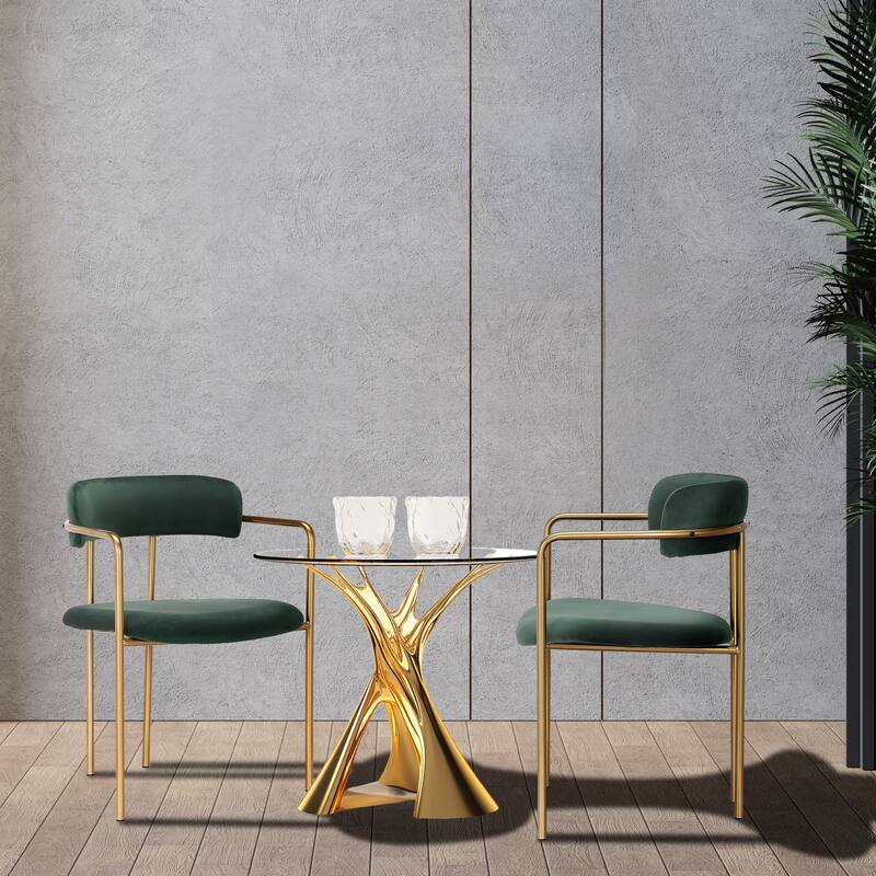 Porthos Home Eder Dining Chairs Set of 2, Velvet, Gold Chrome