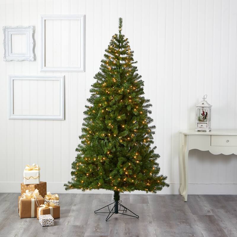 7' Pre-Lit Springfield Artificial Christmas Tree, Warm Clear LED Lights - 7 Foot