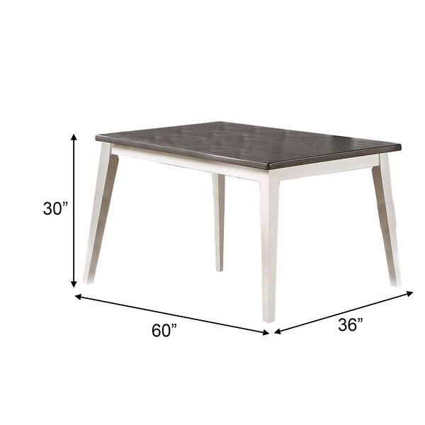 Kya 60 Inch Rectangular Dining Table, 2 Tone Wood, Dark Gray Top White