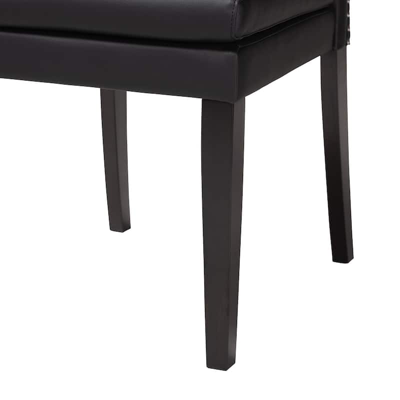 Dylin Modern and Contemporary Black Faux Leather Button-Tufted Nail heads Trim Dining Chair (Set of 2)