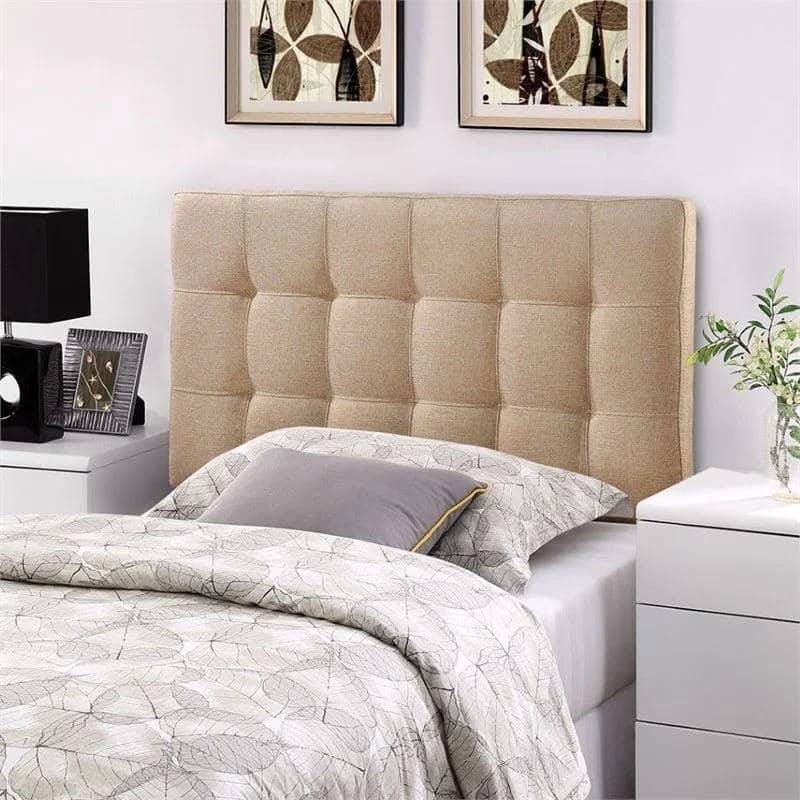 Twin/Queen/Full size Modern Beige Tan Taupe Fabric Tufted Upholstered Headboard