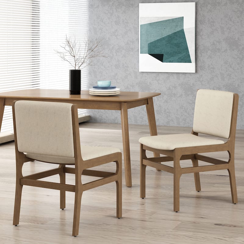 Coston Upholstered Dining Chairs by Christopher Knight Home- Set of 2 - Wheat/Walnut