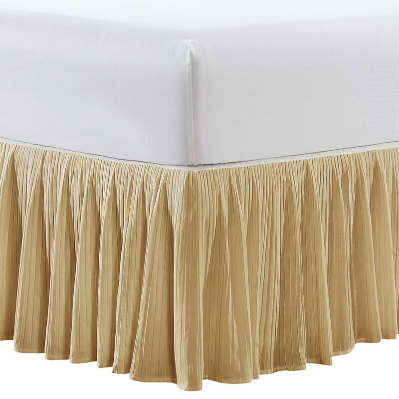 Serenta Pleated Bedskirt 18" Drop - 32 Color Options - King - Marzipan