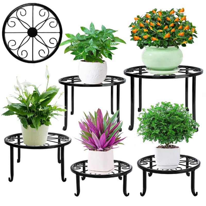 Metal Plant Stand 5 Pack Plant Stands - 11.1 x 11.06 x 7.2 inches - Black
