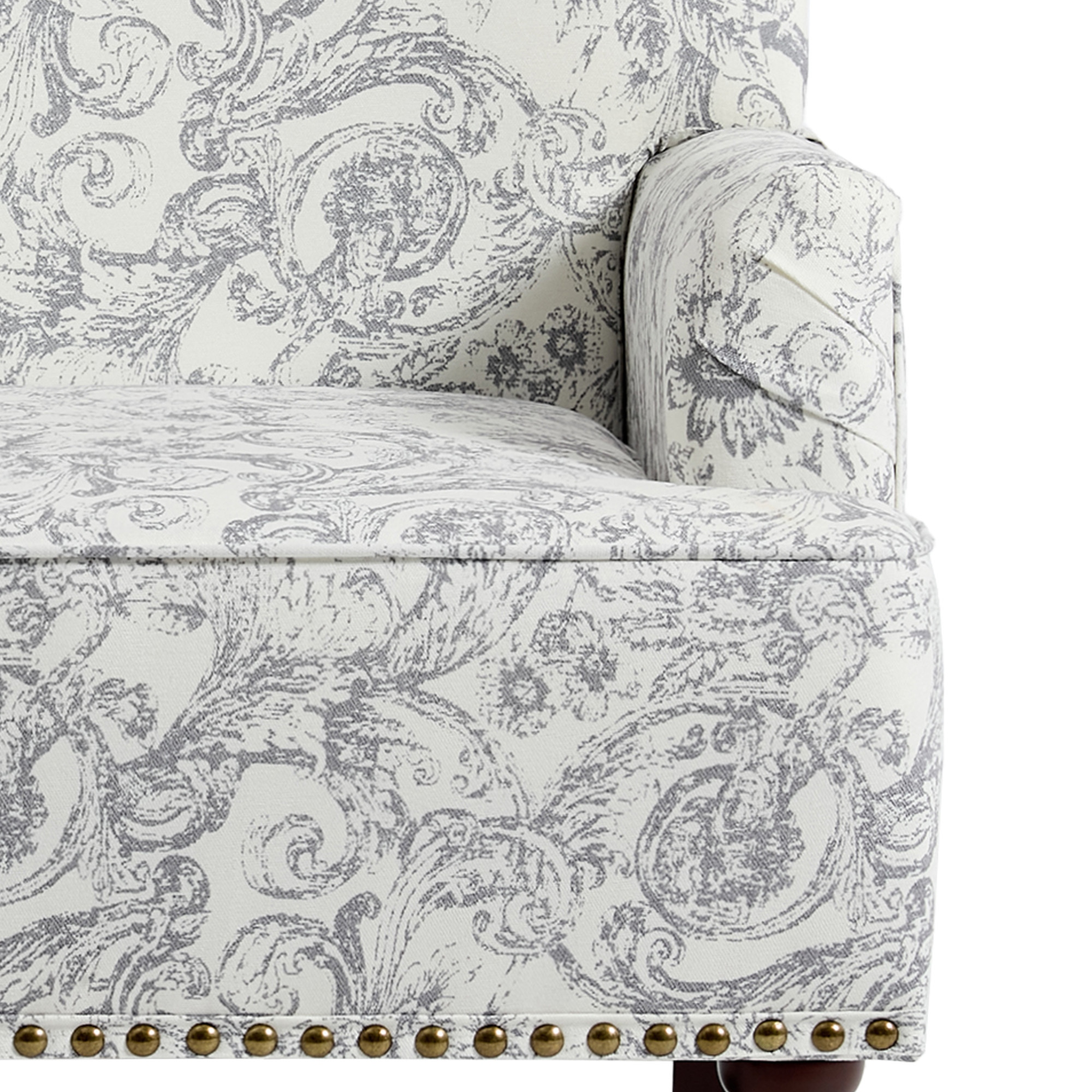 2 Set Upholstered Accent Chairs Nailhead Trim Armchairs