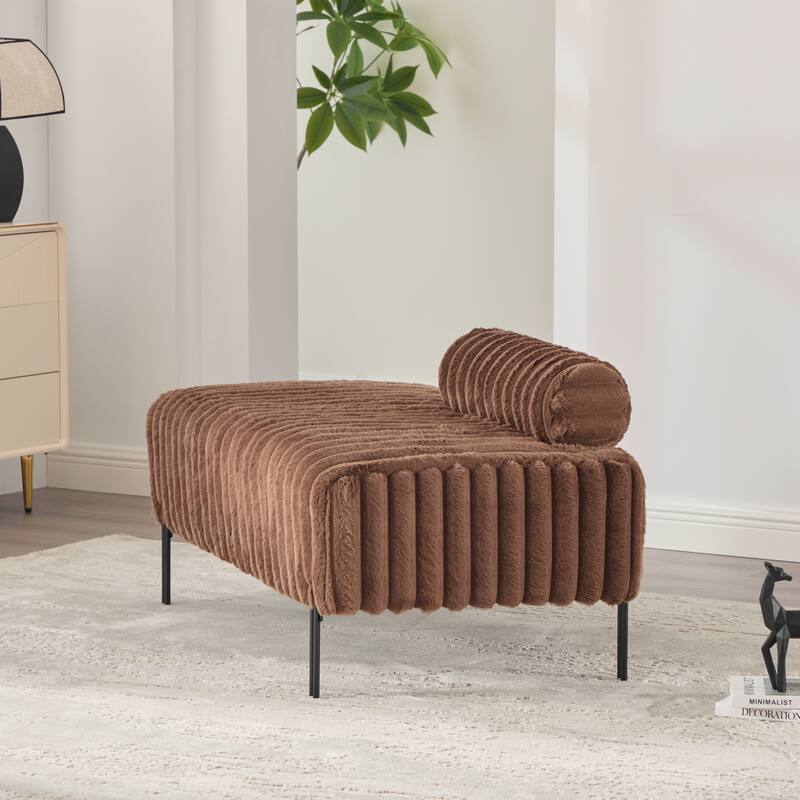 49.6"W Oversized Modern Upholstered Bench Ottoman with Metal Legs