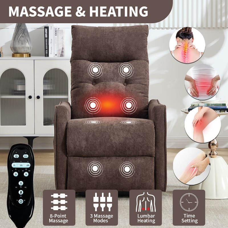 Single Motor Power Lift Recliner with USB Port and 155 Degree Recline