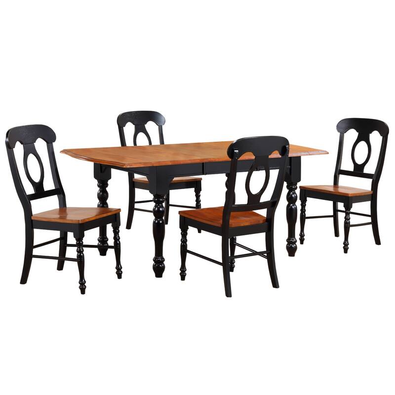 Extendable Dining Table Set - 5 Piece 72" Rectangular Table with 4 Chairs - Seats 8