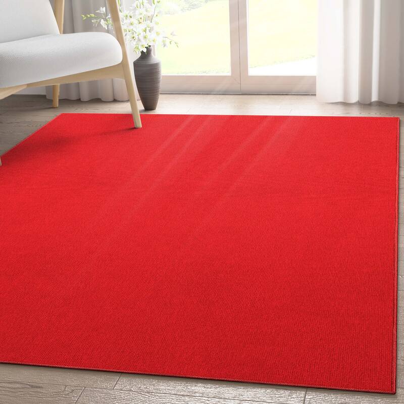 Well Woven Plain Solid Modern Flat-Weave Area Rug