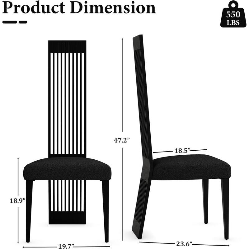 Modern Luxury Boucle Dining Chairs with High Back Design and Metal Legs