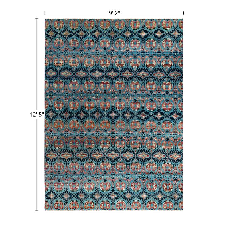 Modern One-of-a-Kind Handmade Area Rug - Black, 9' 2" x 12' 5" - 9' 2" x 12' 5"