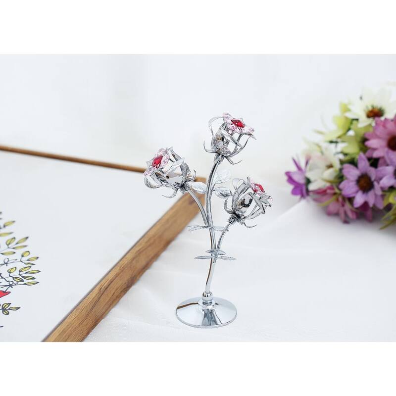 Matashi Rose Flower Tabletop Ornament w/ Red & Pink Matashi Crystals--3 ...
