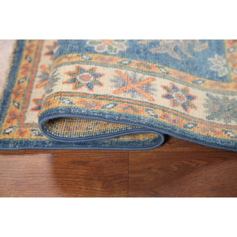 Blue Kazak Oriental Accent Rug Handmade Traditional Wool Carpet - 2'1"x 2'10"