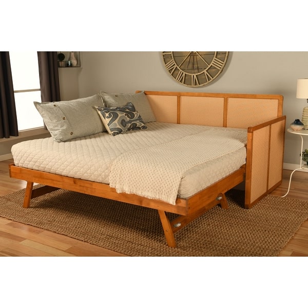 slide 2 of 13, Somette Abaco Daybed Frame with Pop Up in Honey Finish (Mattresses Not Included)