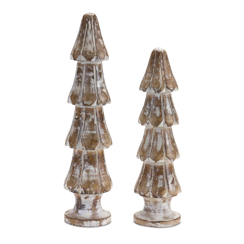 Tree (Set of 2) 10"H, 12"H Wood - Brown