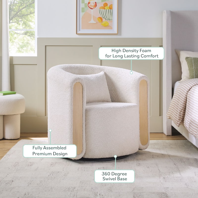 Modern Upholstered Swivel Barrel Accent Chair