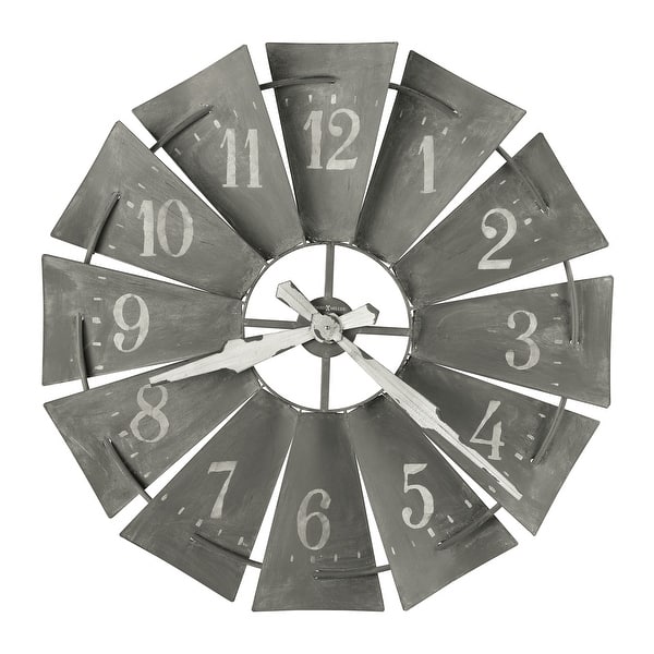 slide 4 of 3, Howard Miller Windmill Metal Windmill Wall Clock Grey