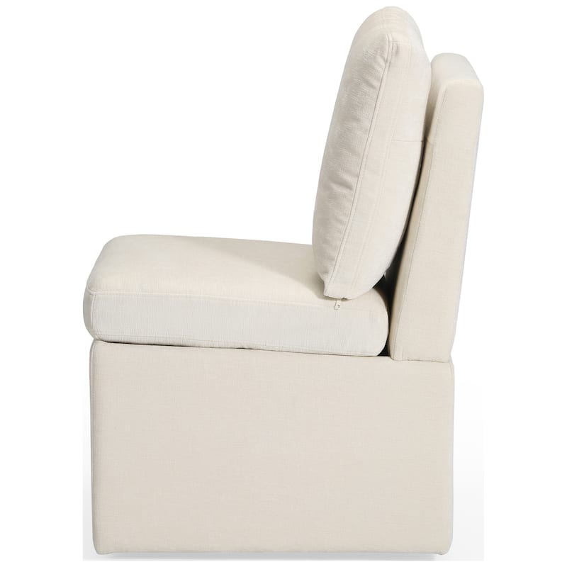 Stansberry Chenille Upholstered Dining Chair with Lift-Top Seat Storage and Caster Wheels (Set of 4)