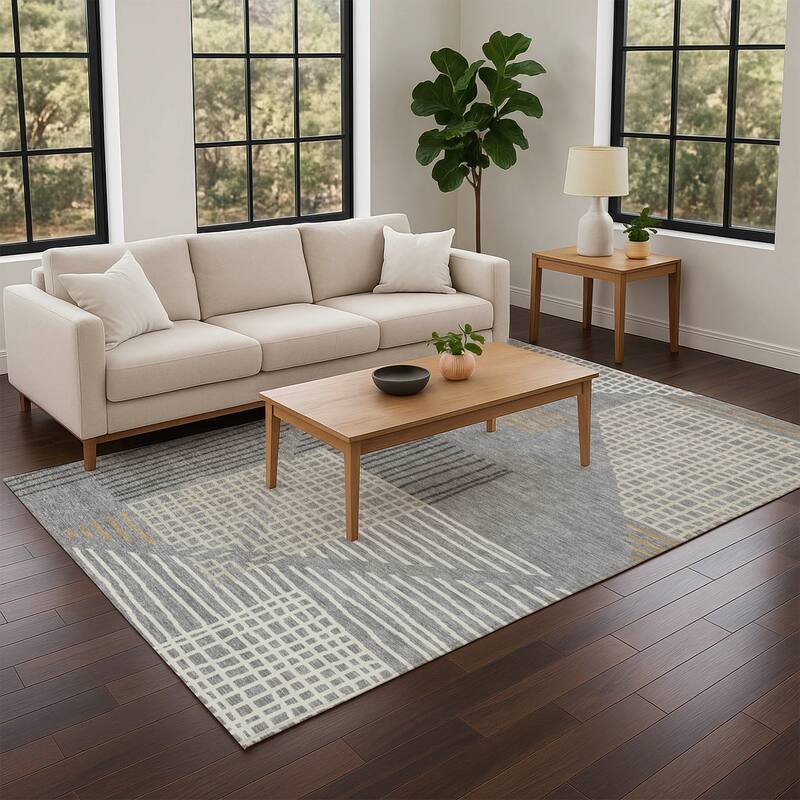 Machine Washable Indoor/ Outdoor Casual Contemporary Chantille Rug