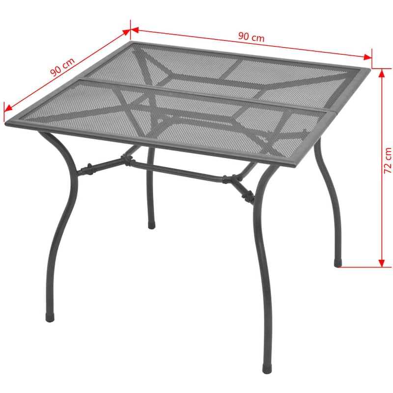 5pc Patio Dining Table Set with 4 Chairs, Square Table, Gray Metal