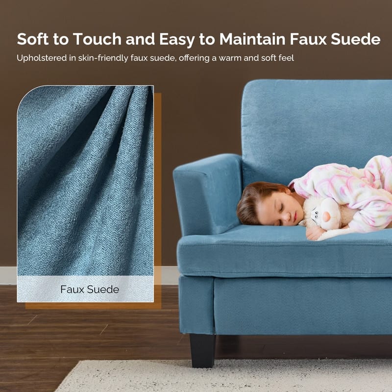83.5" Upholstered Square Arm Suede Sofa