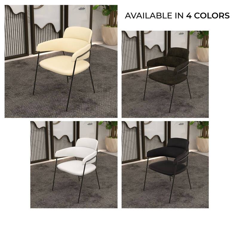 LeisureMod Set of 2 Axis Upholstered Dining Chairs with Black Stainless Steel Legs, Modern Side Chair for Kitchen Home Office