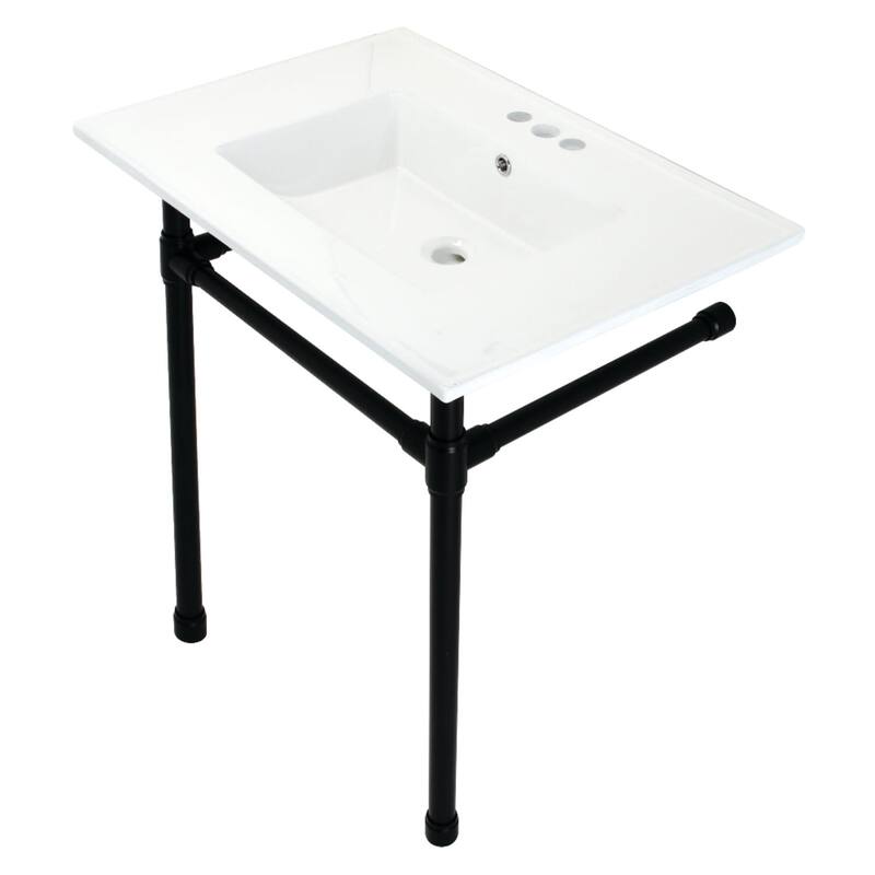 Kingston Brass Dreyfuss 31" Wide Console Sink Set - White / Matte Black