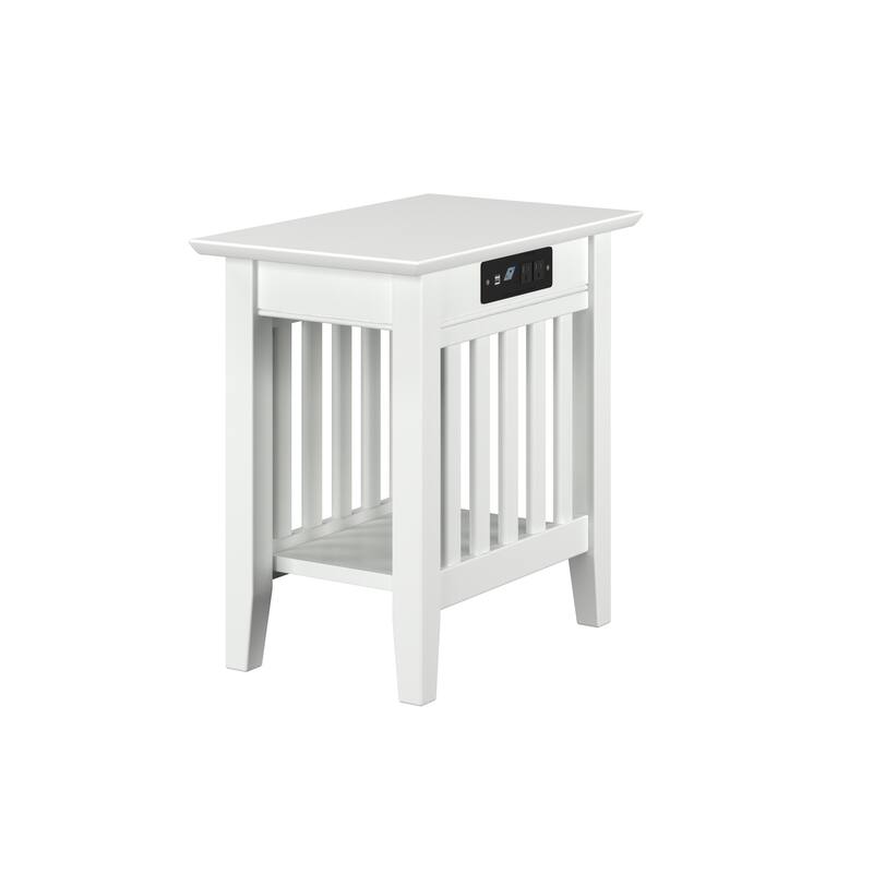 AFI Mission Chair Side Table Set of 2 with Built-in Charger