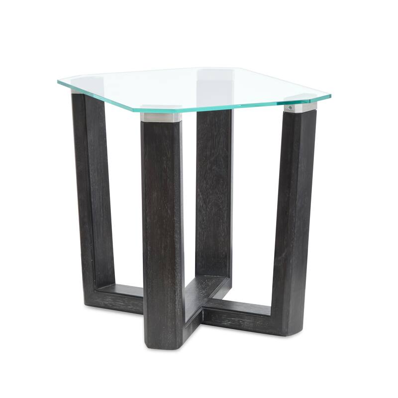 Magnussen Home Wexler Black Truffle And Clear Glass Rectangular End Table - 20''W x 26''D x 23''H - 20''W x 26''D x 23''H