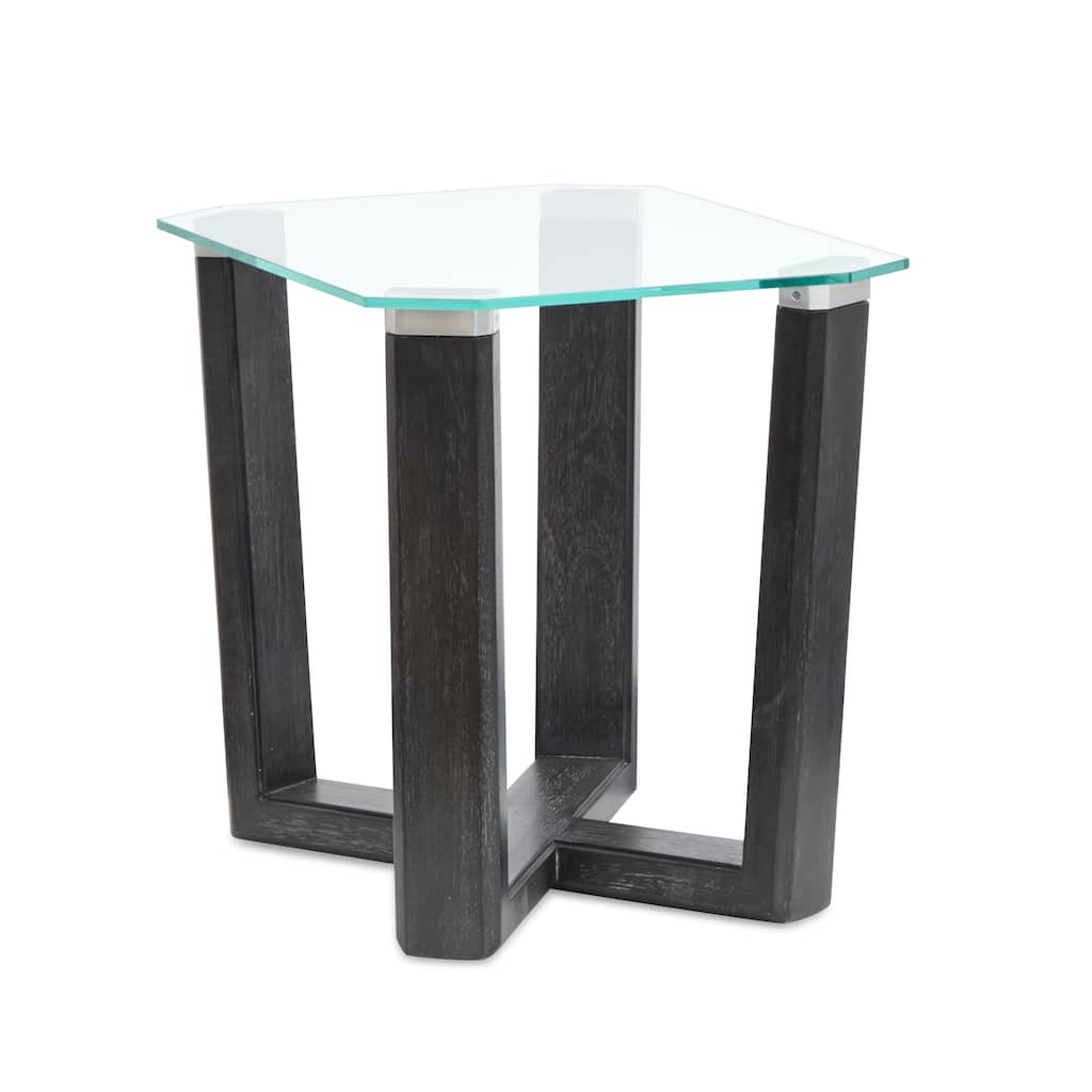 Magnussen Home Wexler Black Truffle And Clear Glass Rectangular End Table - 20''W x 26''D x 23''H