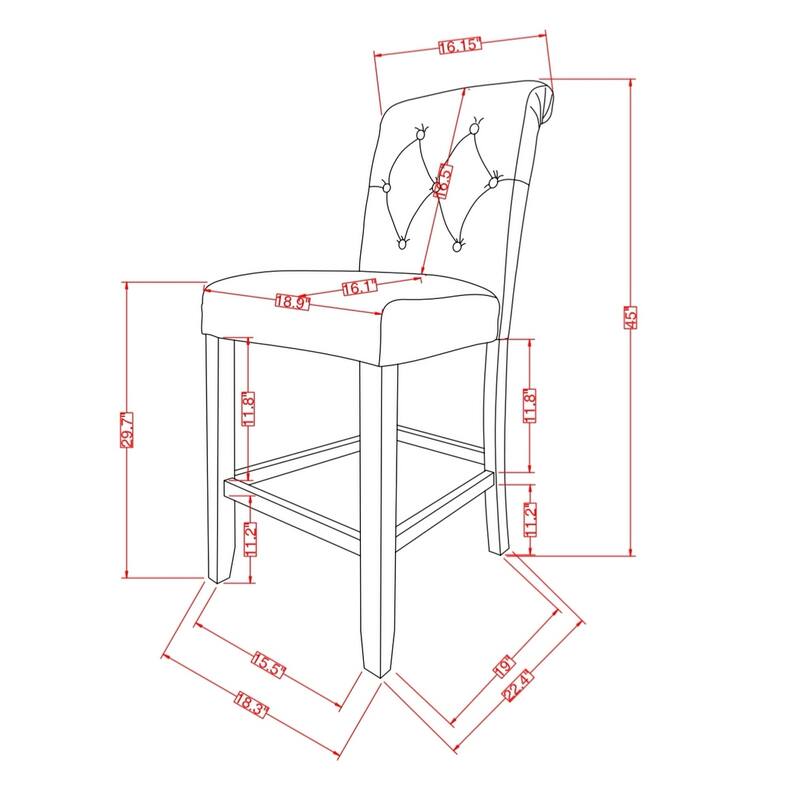 Solid Wood Tufted Asons Barstool (Set of 2)
