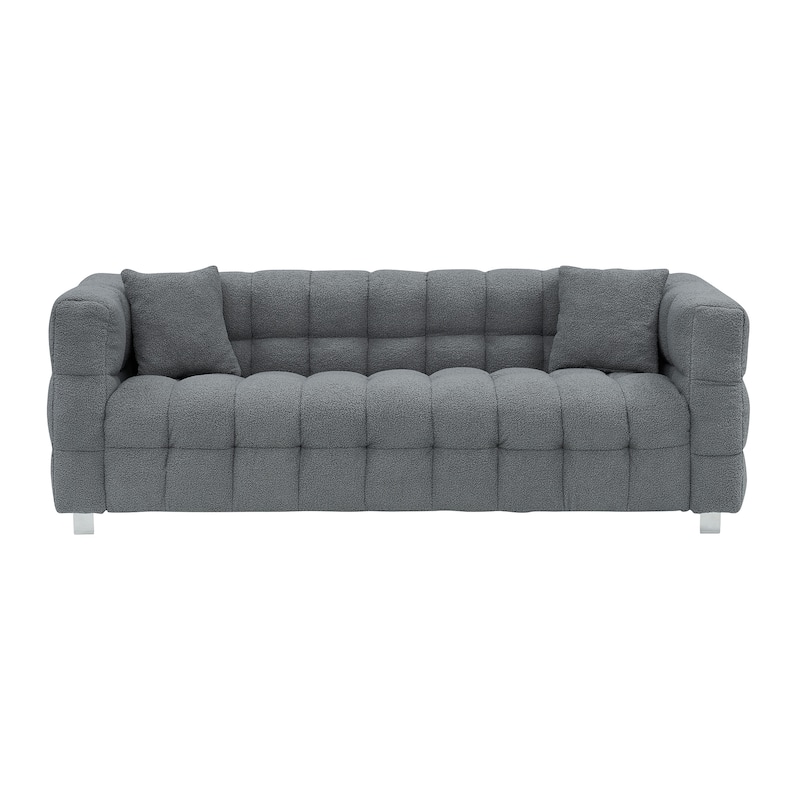 80-Inch Teddy Fleece Sofa with Metal Legs, Ideal for Living Room or Bedroom